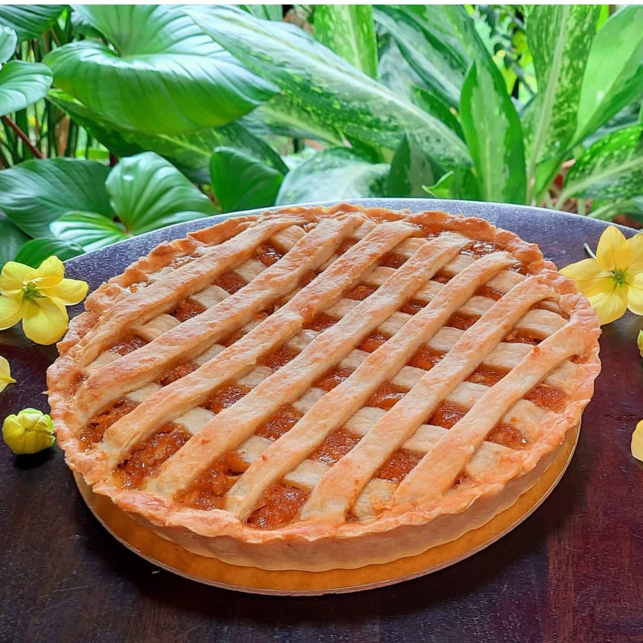 Vegan apple pie celebration cake