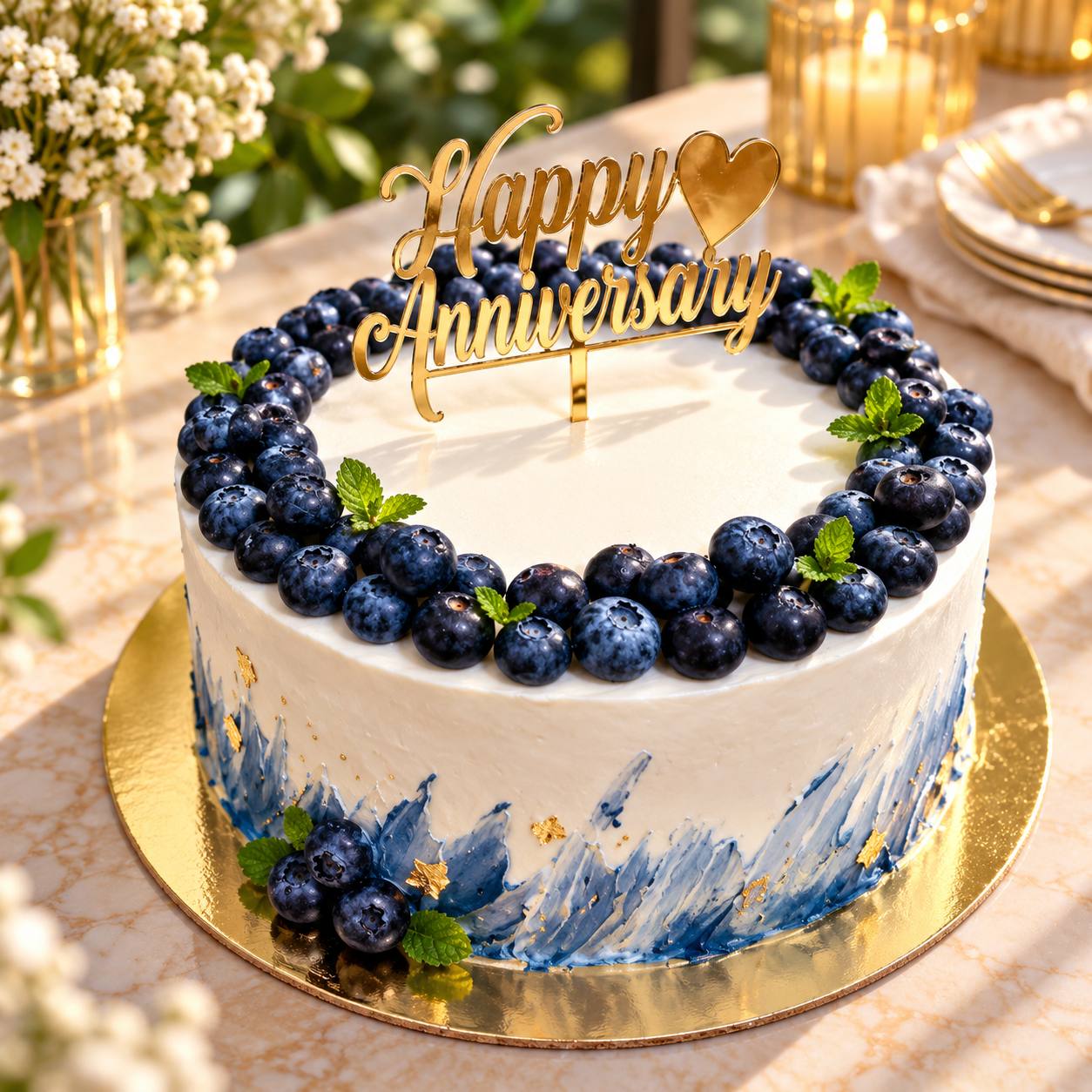 Blueberry vegan celebration cake