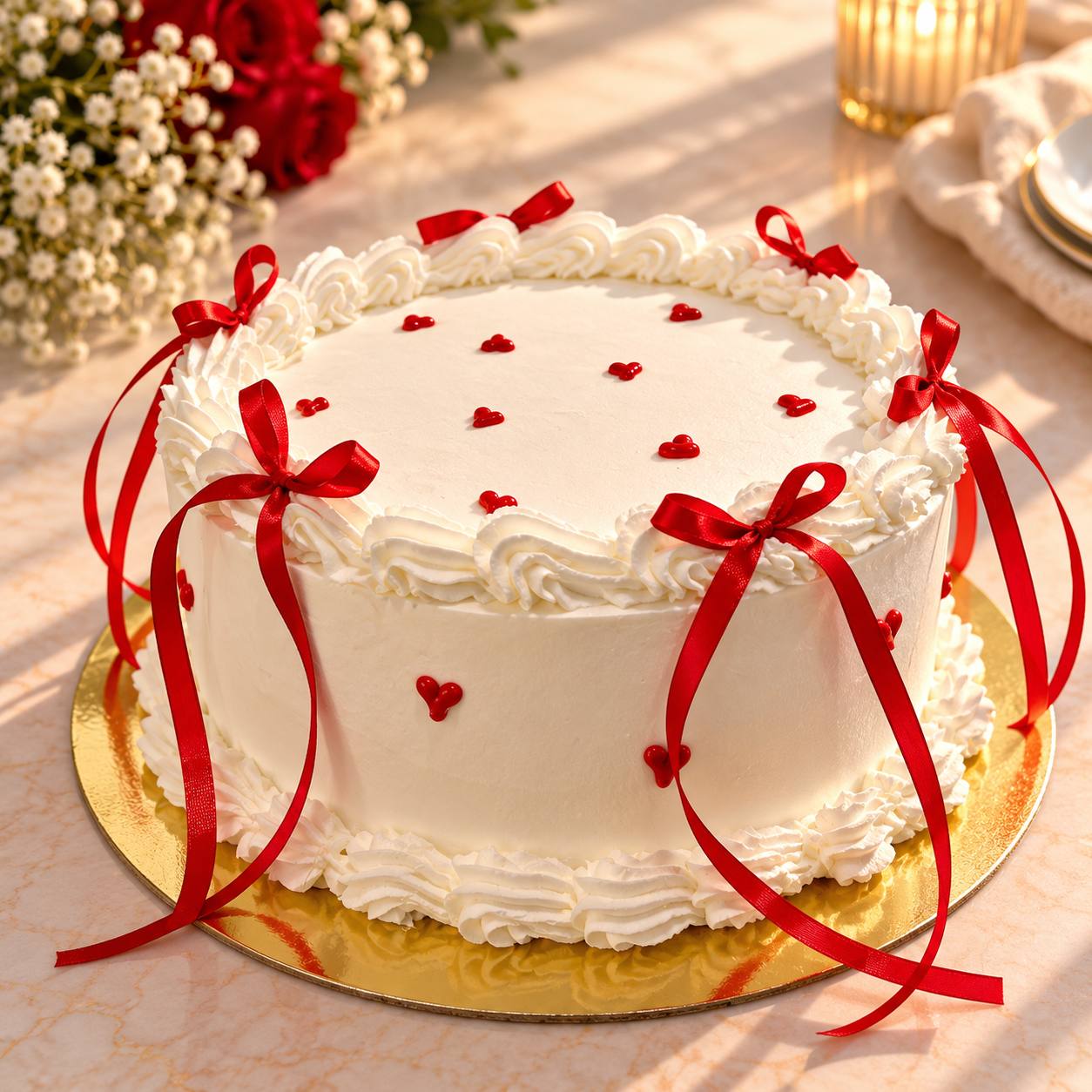 Elegant bow decorated vegan cake