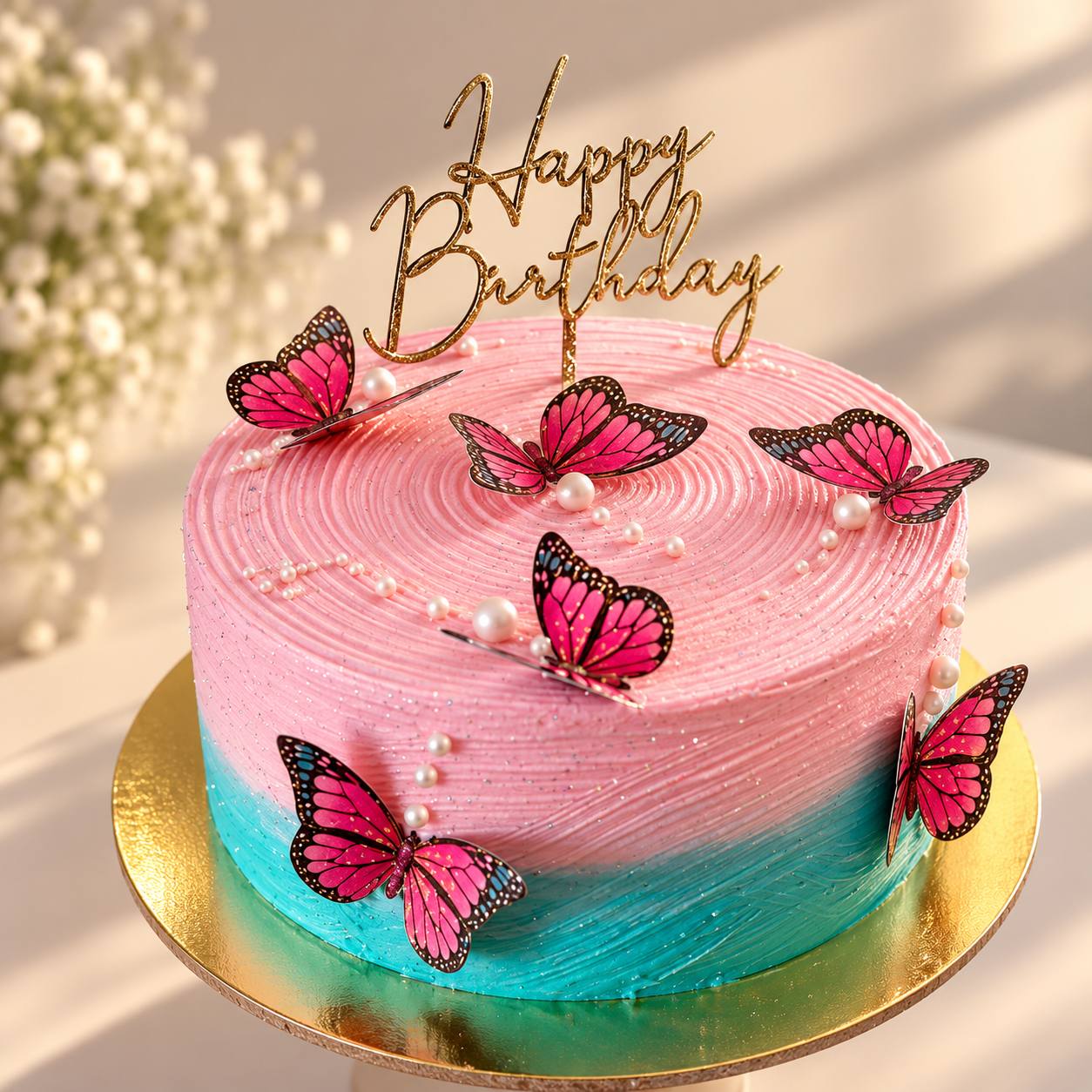 Butterfly decorated vegan cake