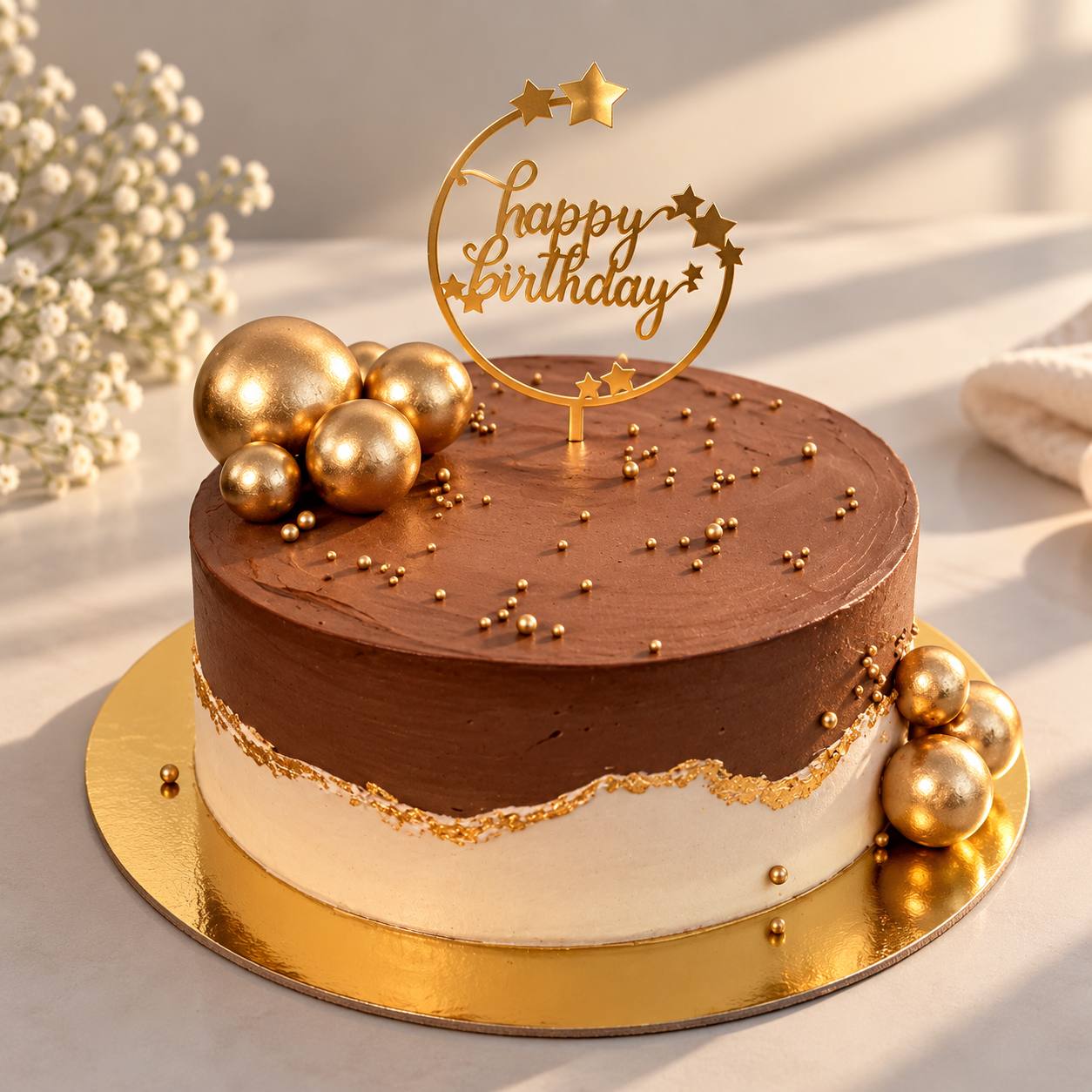 Layered vegan chocolate celebration cake