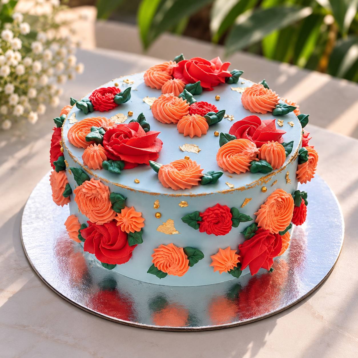 Floral vegan celebration cake