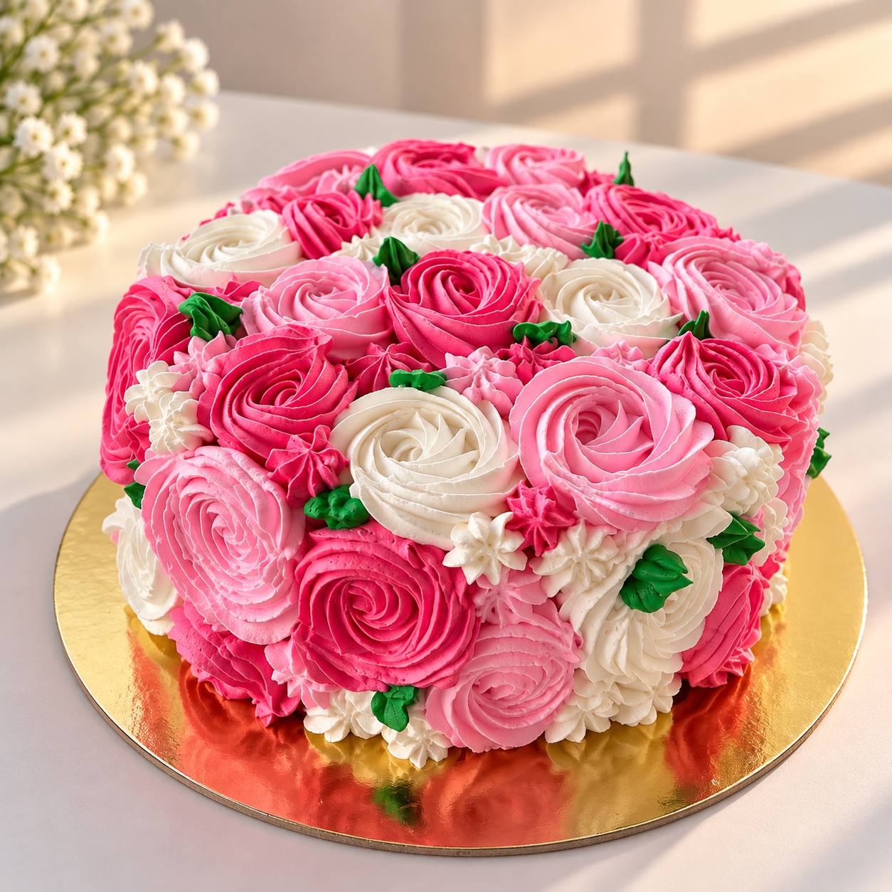 Pink floral vegan cake