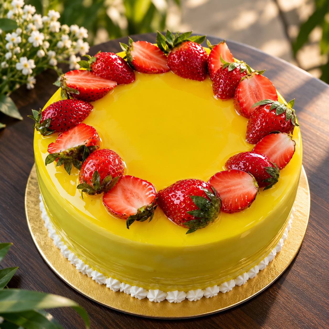 Fresh strawberry vegan cake