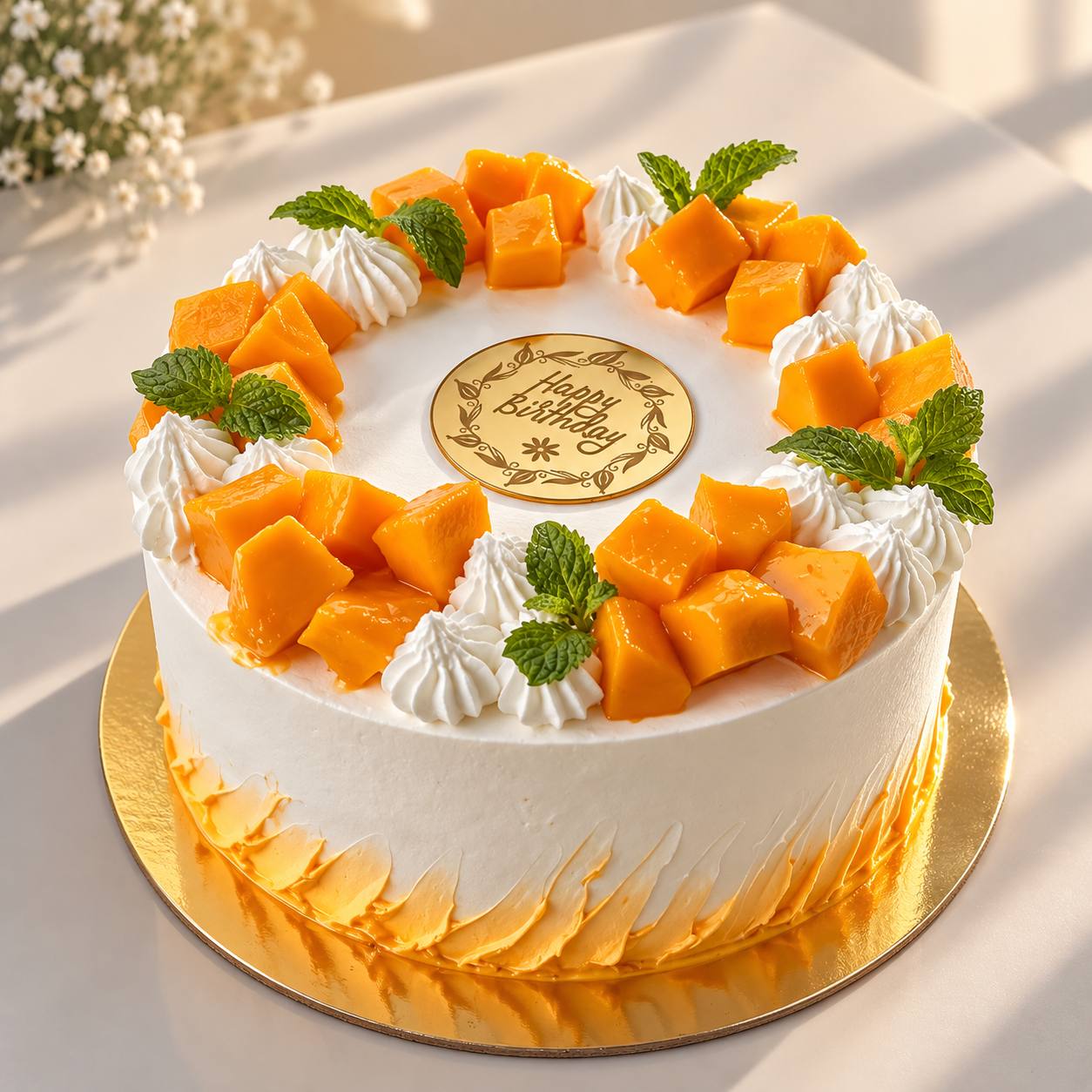 Mango vegan celebration cake