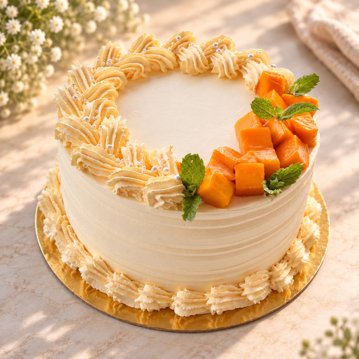Vegan mango cream cake