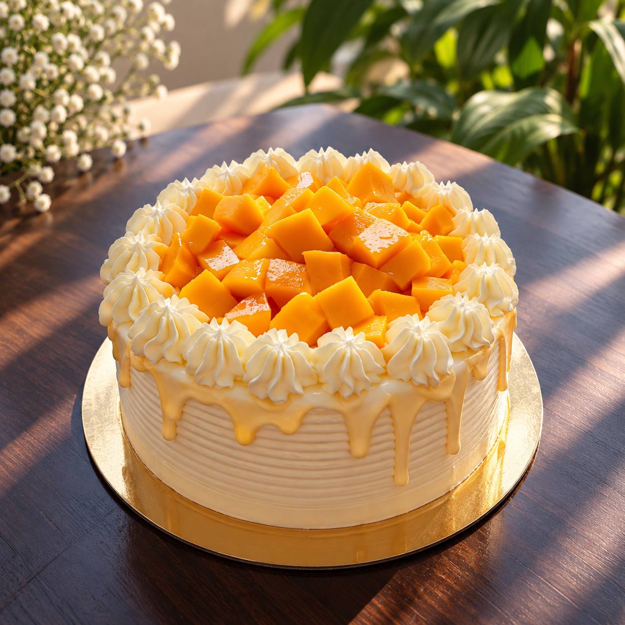 Fresh mango vegan cake