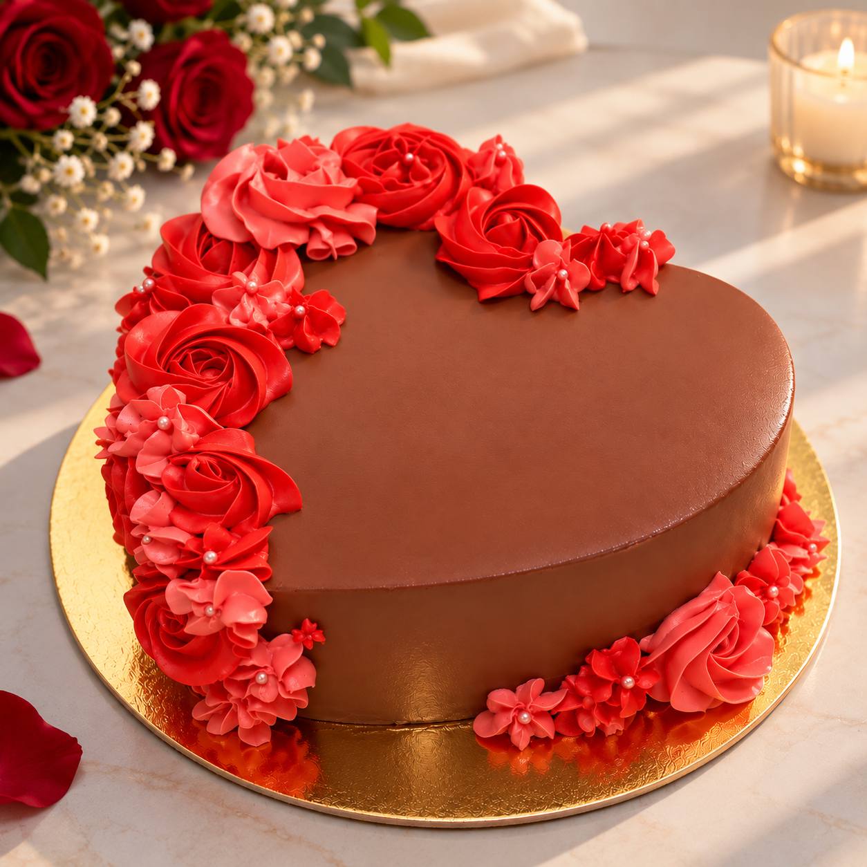 Heart shaped vegan chocolate cake