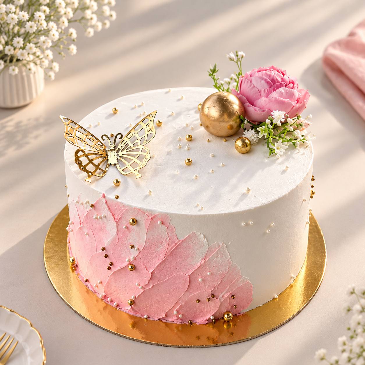 Pink vegan birthday cake