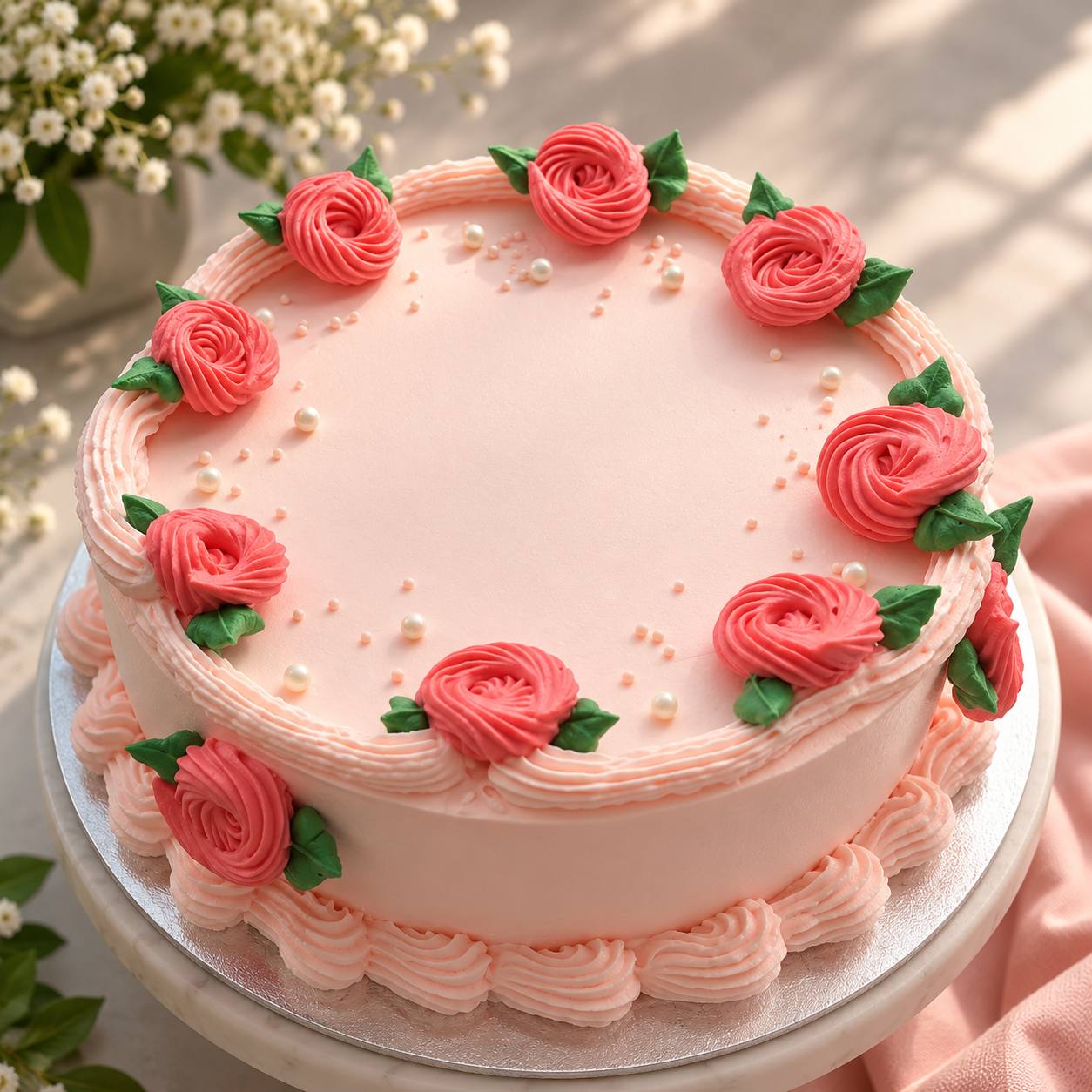 Pink floral vegan cake