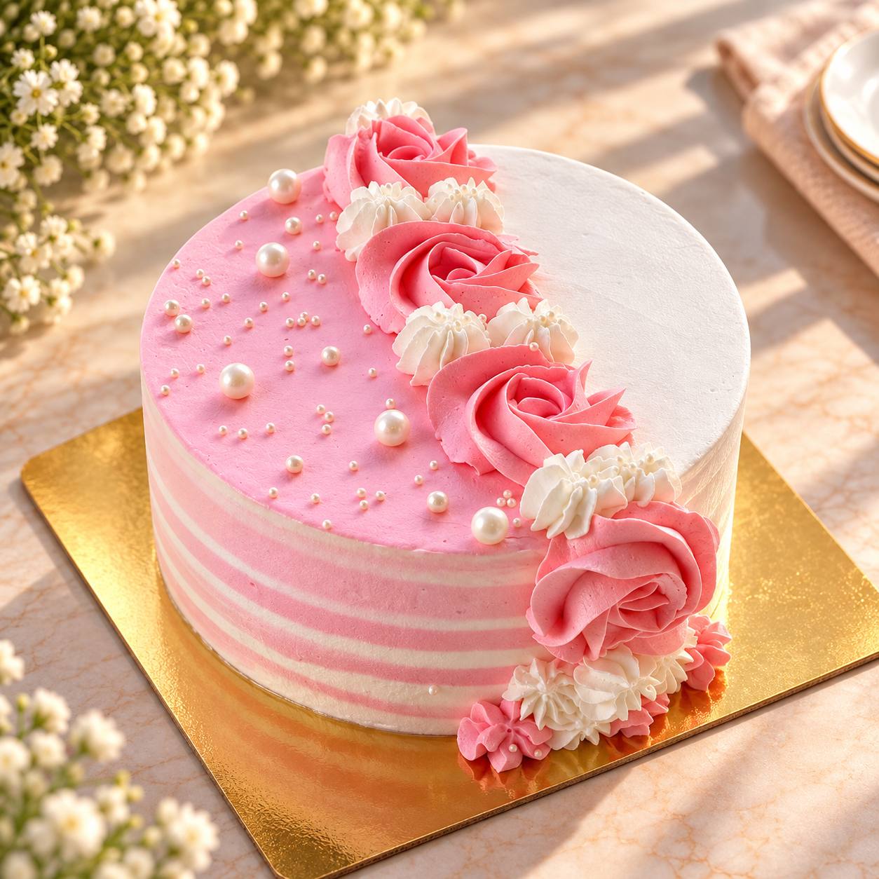 Pastel pink vegan cake