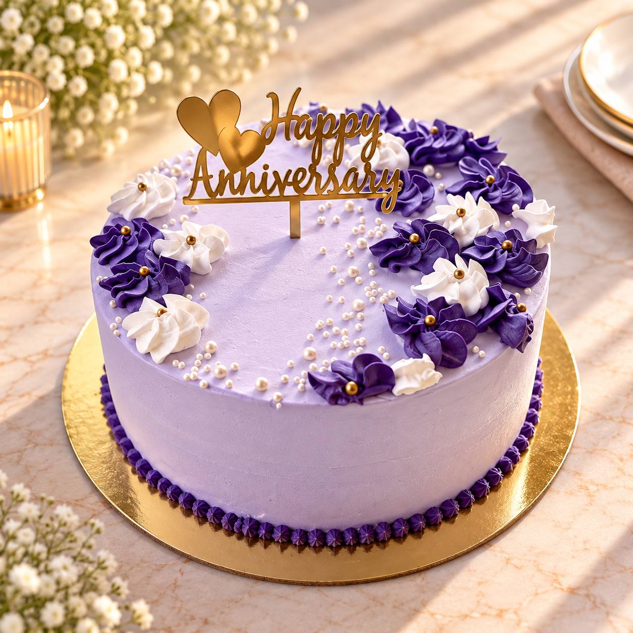 Purple floral vegan cake