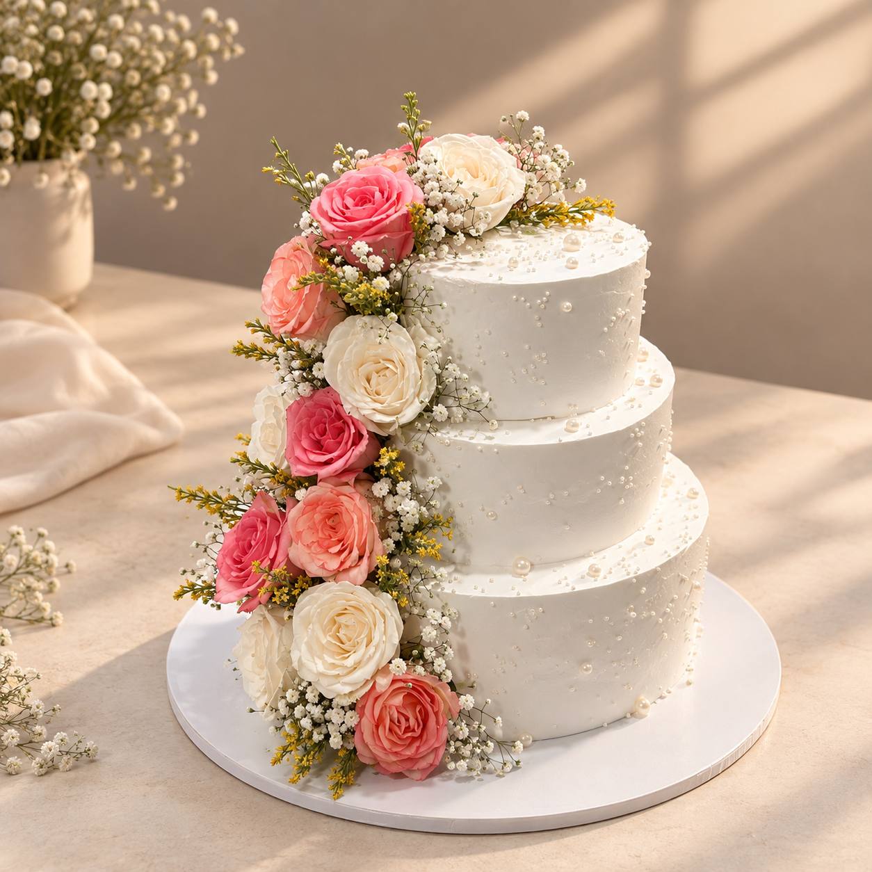 Three tier vegan celebration cake