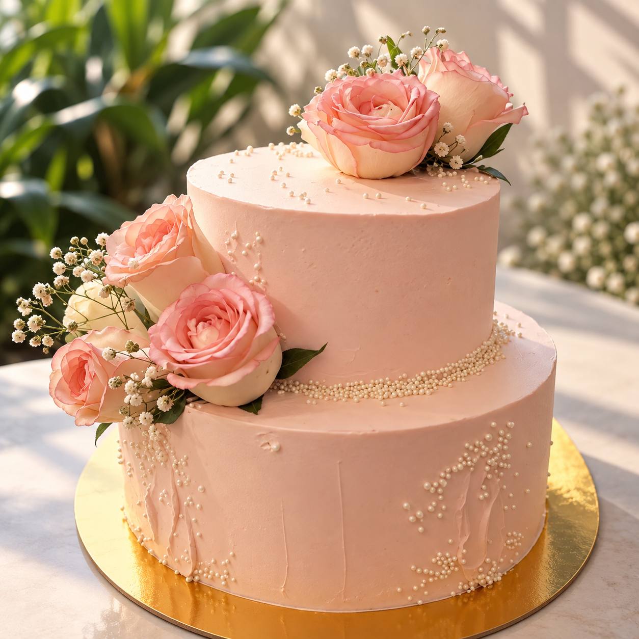 Two tier vegan celebration cake