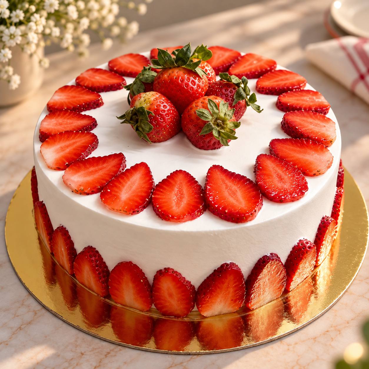 Fresh strawberry cake