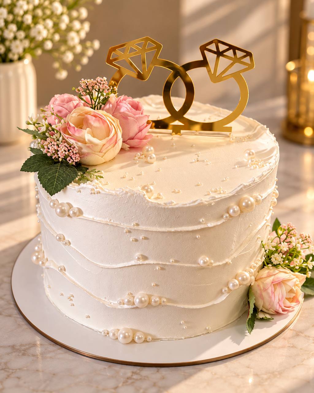 Floral engagement cake