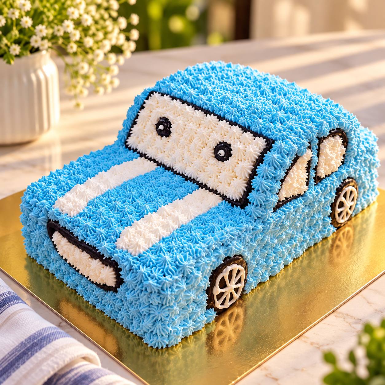 Blue car custom cake