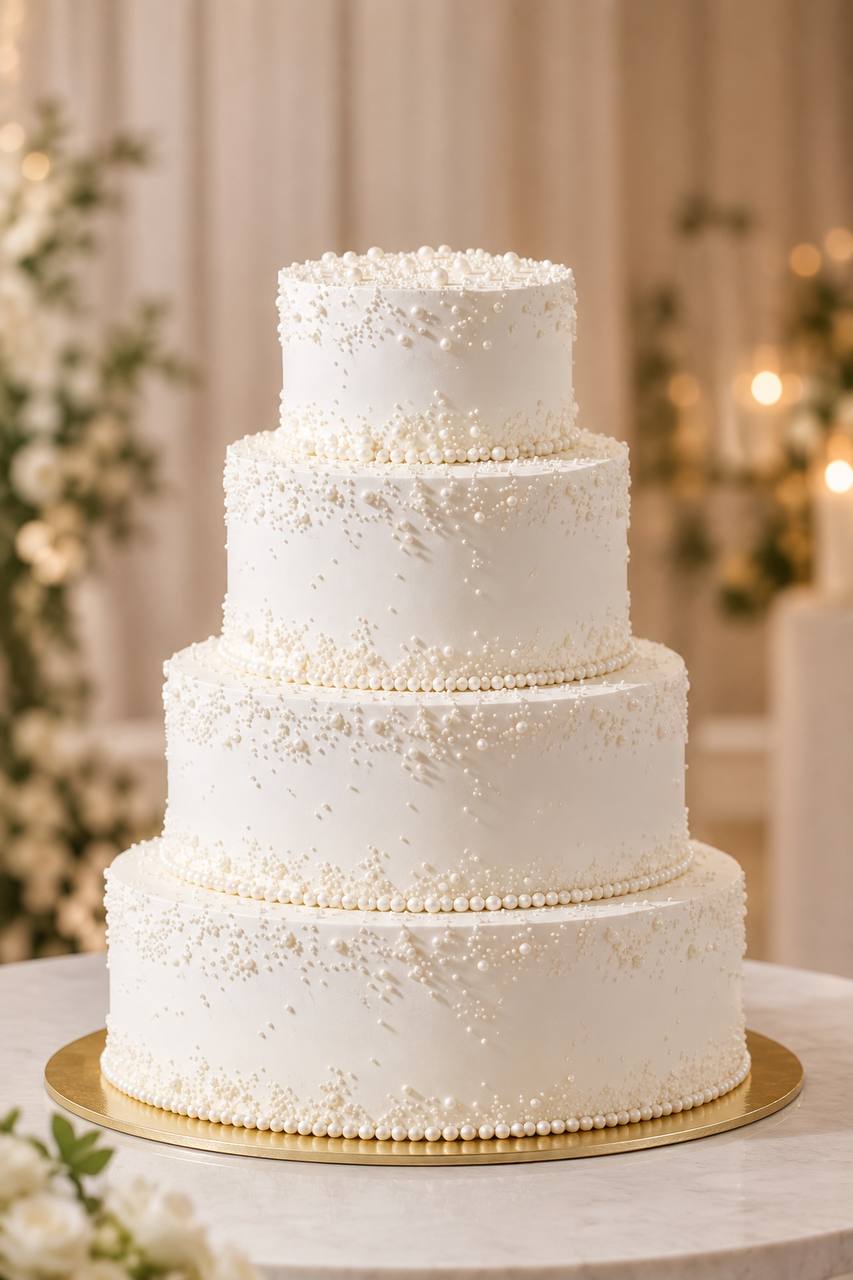 Elegant white wedding cake